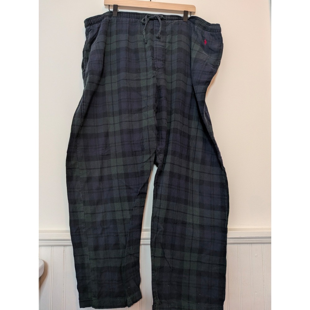 Polo Ralph Lauren Pajama Pants Men XL Green Blackwatch Plaid Flannel Sleepwear